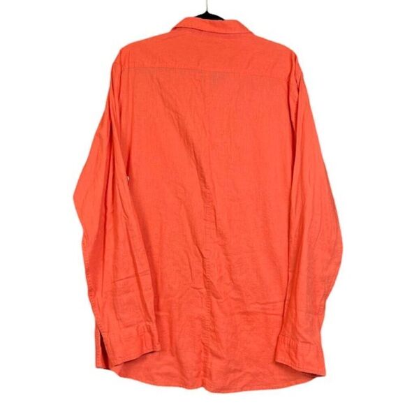 Marc Anthony Linen Blend Double Pocket Button Front Shirt Orange Size XXL - Picture 8 of 9